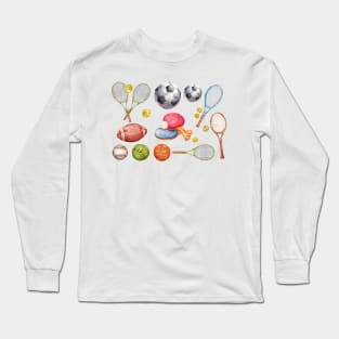 set watercolor _sport balls Long Sleeve T-Shirt